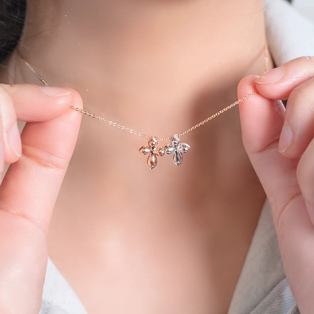 Bubble cross gold pendant